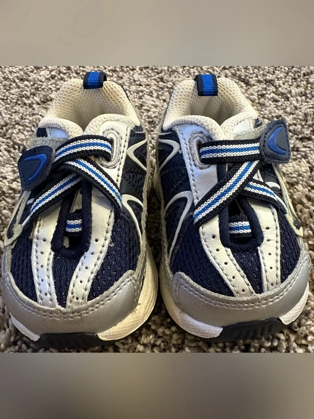 Infant Boys Nike T-Run 2 Sneakers (White/Grey/Blue)